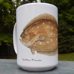 Currier Hot Mug -Fishing Shop flounder coffee mug jeff currier
