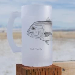 Currier Frosted Beer Mug -Fishing Shop giant trevally frosted mug jeff currier 1 600x600 1