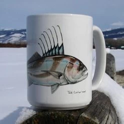 Currier Hot Mug -Fishing Shop roosterfish coffee mug jeff currier 600x600 1