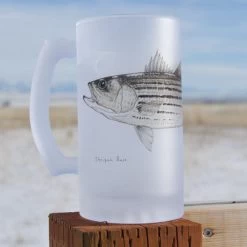 Currier Frosted Beer Mug -Fishing Shop striped bass frosted mug jeff currier 1 600x600 1